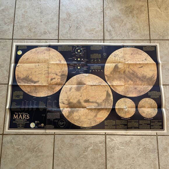 National Geographic Map Mars Red Planet Solar System Vintage February 1973 - Picture 2 of 12